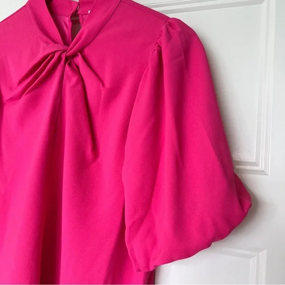 NWT Loft High Neck Twist Bubble Sleeve Blouse - XS - Picture 3 of 8